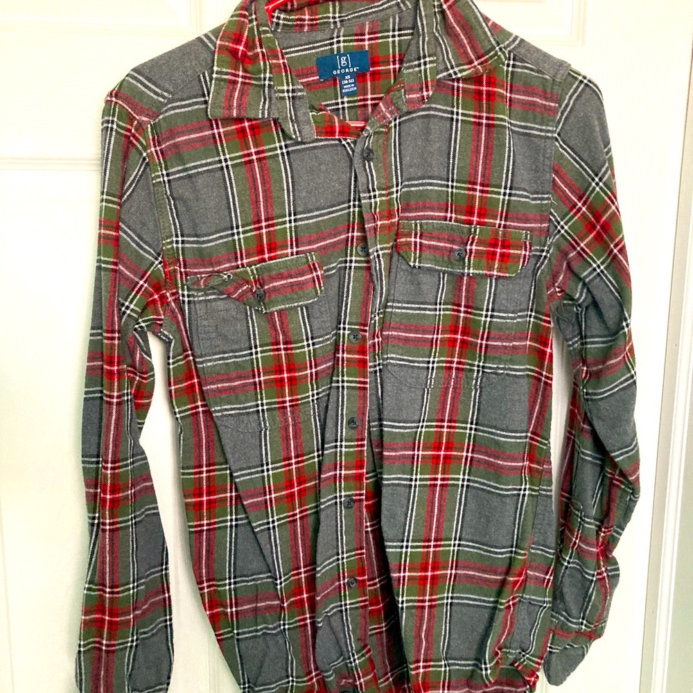 Gray/Red/Green flannel. XS